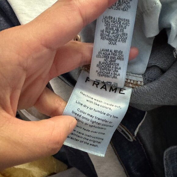 🦋 FRAME Le Skinny de Jeanne Jeans Cascade Hem Meyer Dark Wash 27 Raw Hem Casual - Picture 6 of 9